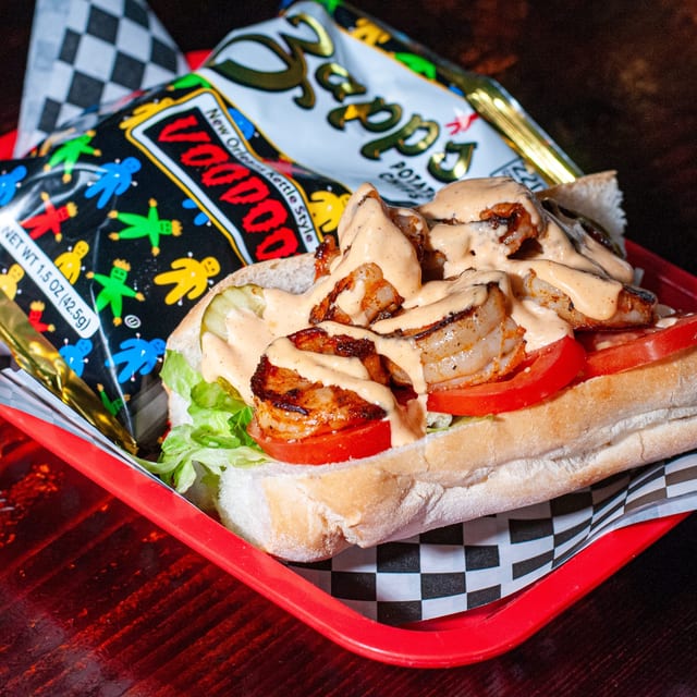 Blackened shrimp po boy 12in.