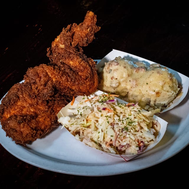 White fried chicken plate.