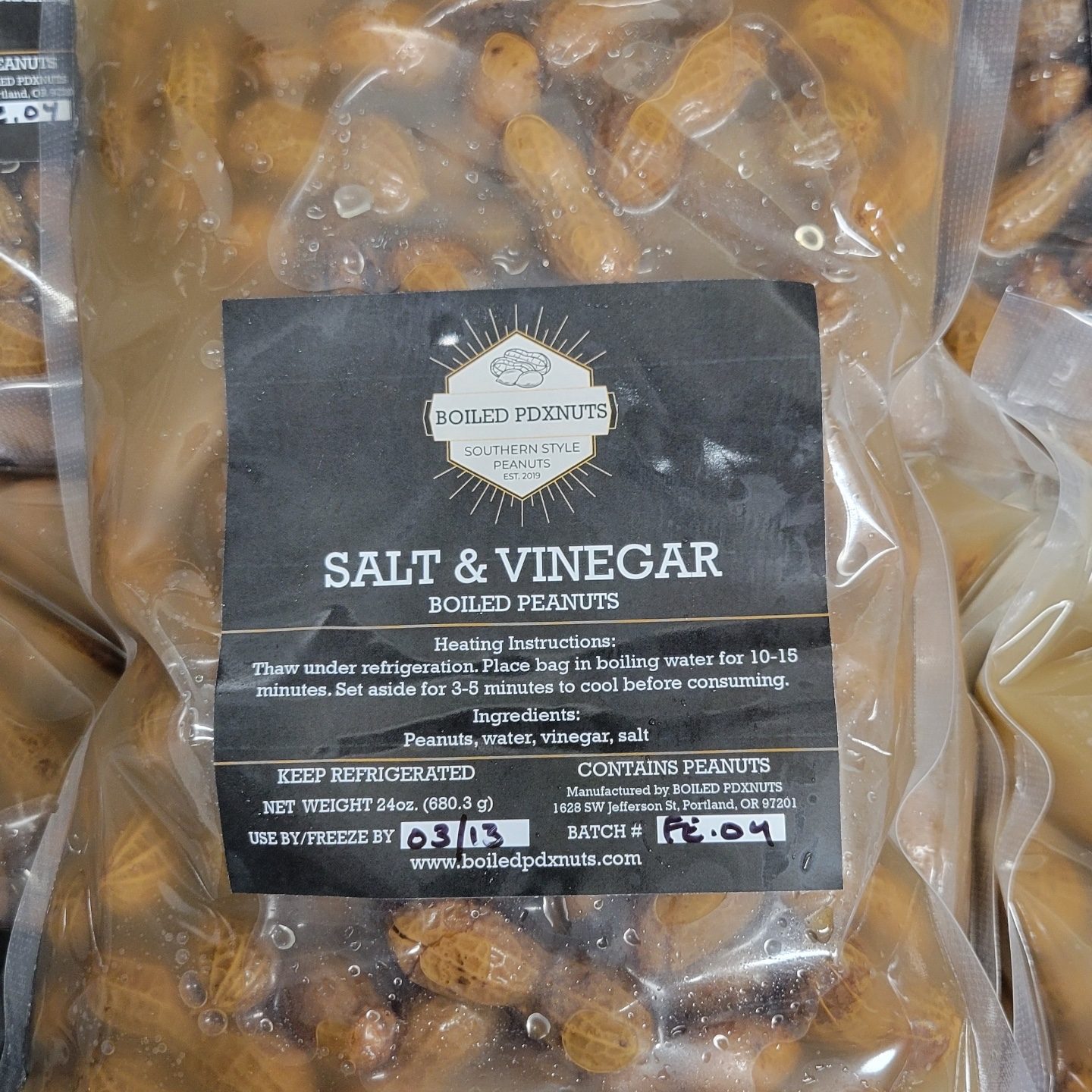 Boiled peanuts, salt and vinegar.