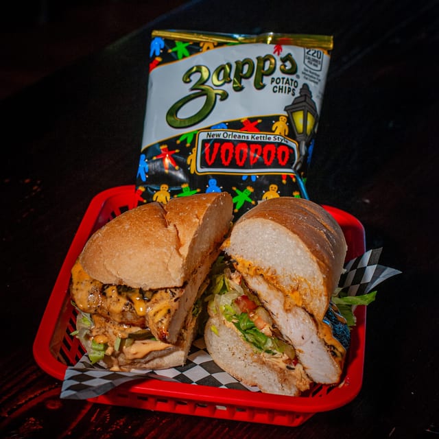 Blackened chicken po boy.