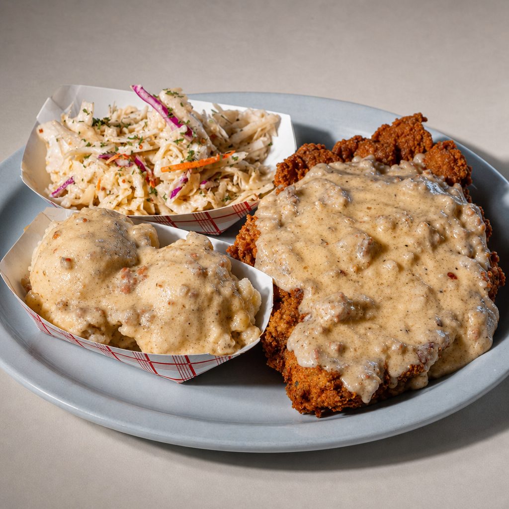 Country fried steak plate.