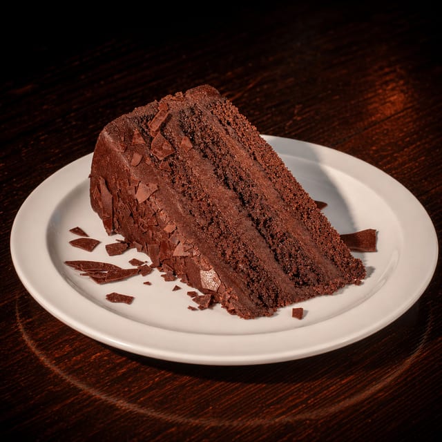 Big chocolate cake slice.