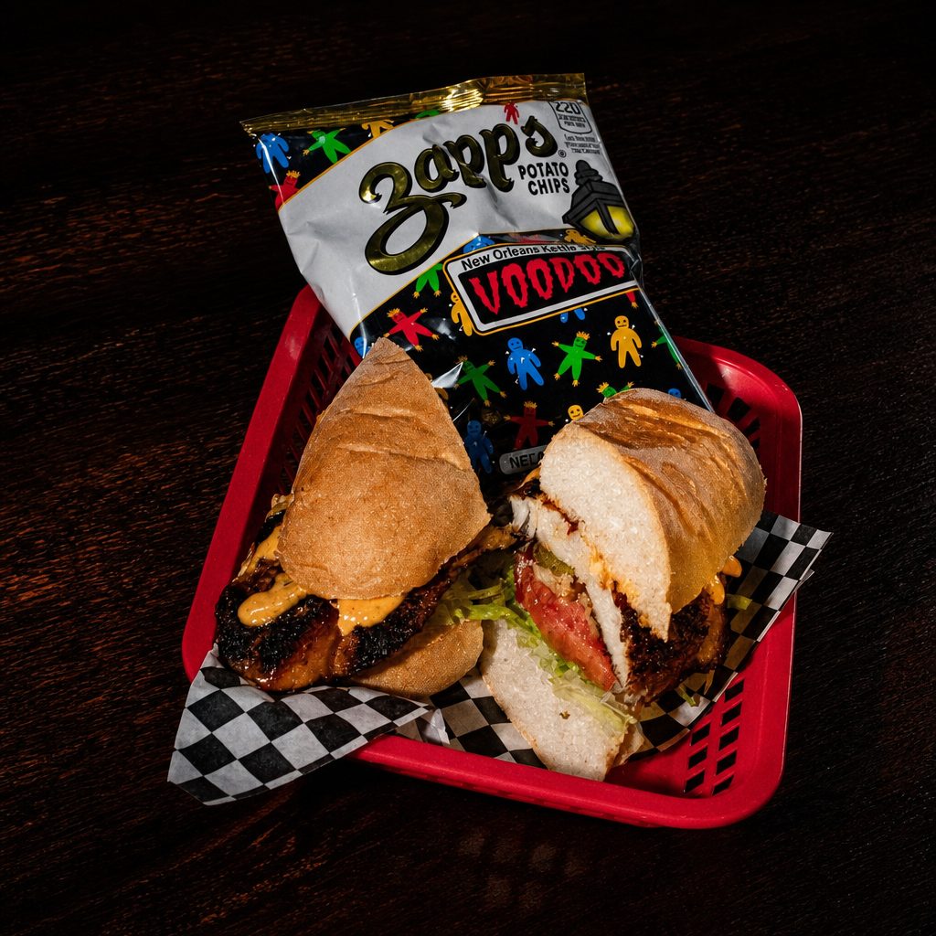 Blackened catfish po boy.