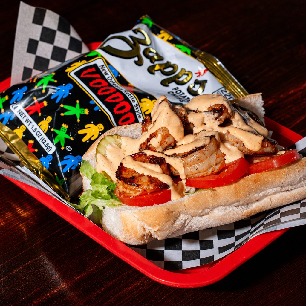 Blackened shrimp po boy 12in.