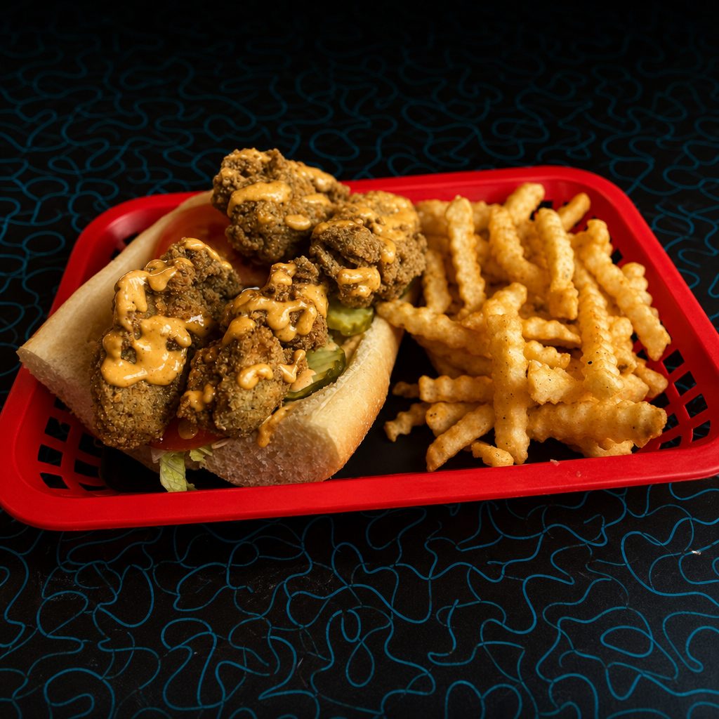 Fried oyster po boy 6in.